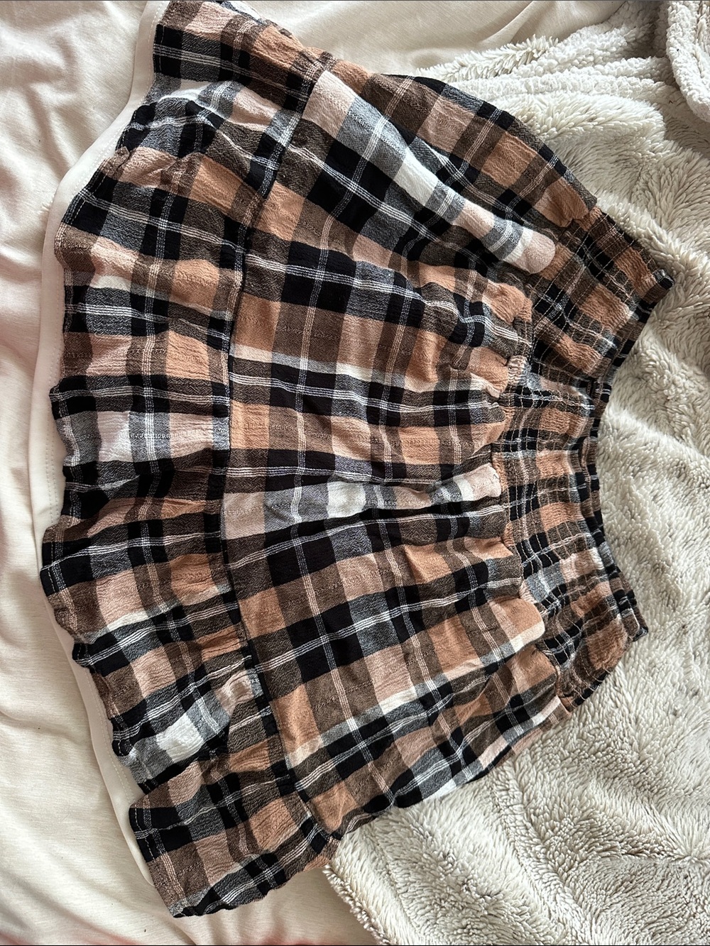 Black and Brown Plaid Ruffle Hem Skirt - kids L or Women’s XS/S
